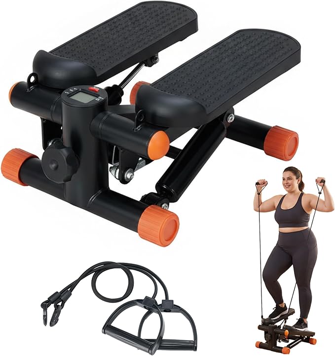 Stair Stepper with Resistance Bands for Home Exercise, Mini Stepper Machine for Indoor Fitness, Portable Home Gym Stepper for Full Body Workout, 300LBS Capacity