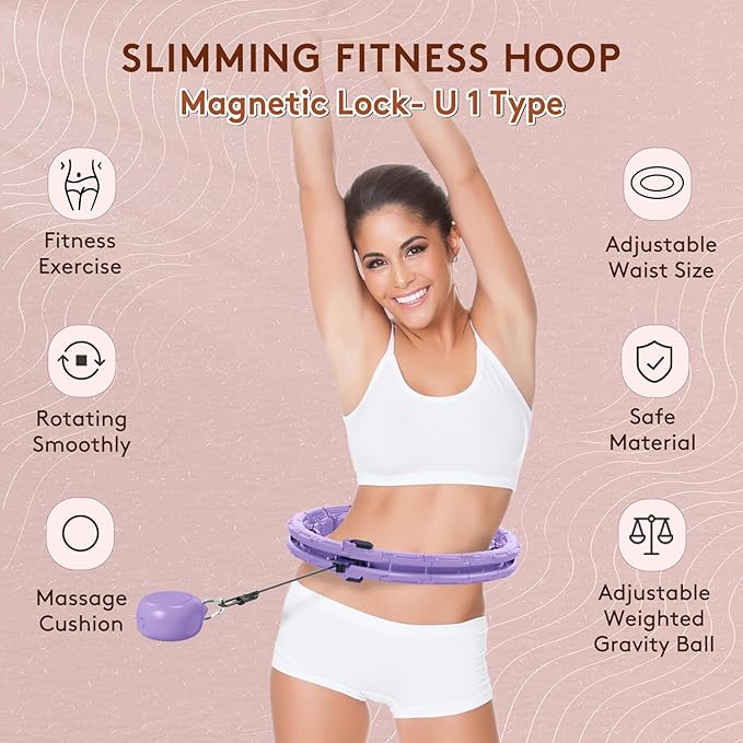 30/24/12 Knots, Upgraded Magnetic Lock Weighted Hula Hoop for Kids Adults Weight Loss, Infinity Hoop Plus Size, Home Indoor Outdoor, Fitness Exercise, Abdominal Toner