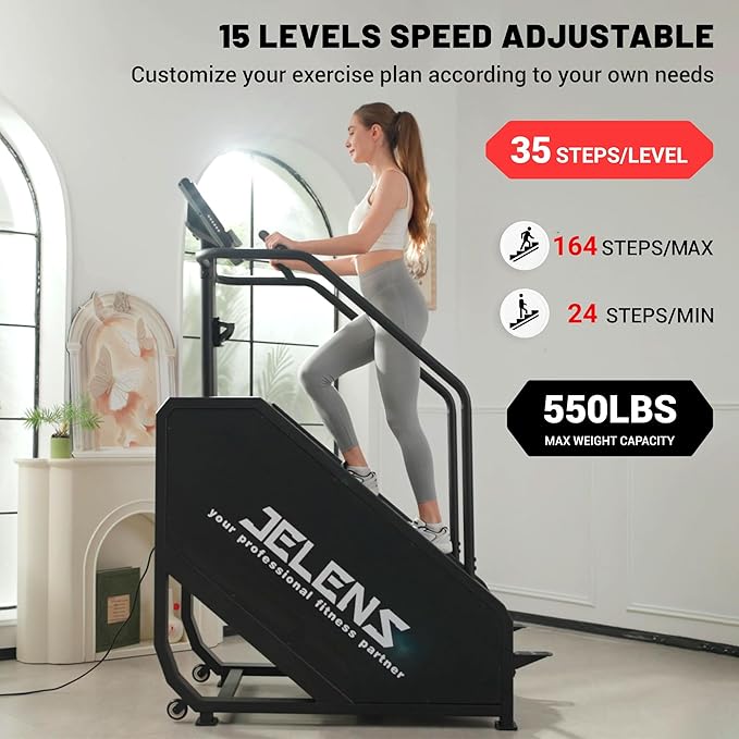 Stair Stepper Machine with LED Screen, 550 LBS Commercial Grade Stairmaster Machine, Stair Climber with 15 Resistance Levels, 24-164 Steps/Minute