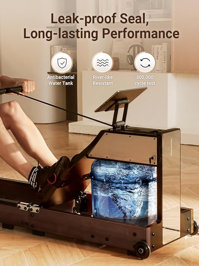 KINGSMITH Magnetic/Water Row Machine for Home Rower 331LB Weight Capacity, Folding Rowing Machine with LED Monitor, App Supported, Tablet Holder, Comfortable Seat, Trifold Home Rowing Machine