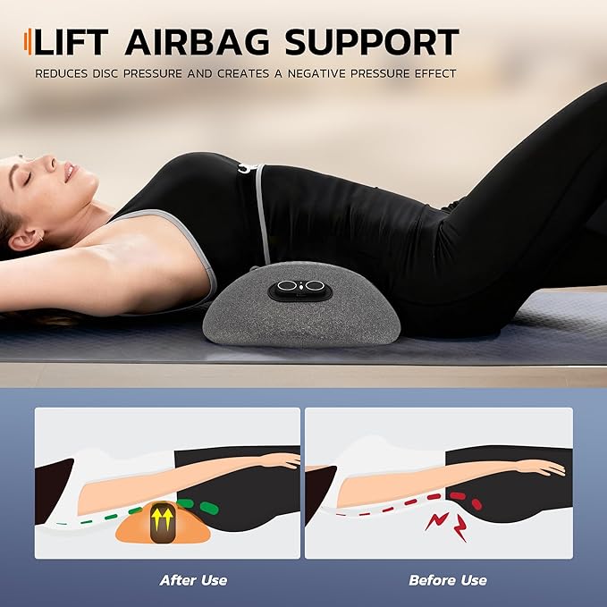 3-in-1 Electric Back Massager Pillow, Rechargeable Lumbar Support Cushion with Heat Vibration