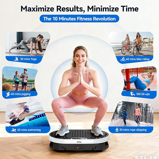 Vibration Plate Exercise Machine with 120 Speed Levels, 9 Program Modes and Remote Control - 15 Min Timer, 300 lbs Capacity Vibrate Stand Shake Board for Full Body Workout, Fat Burner and Toning