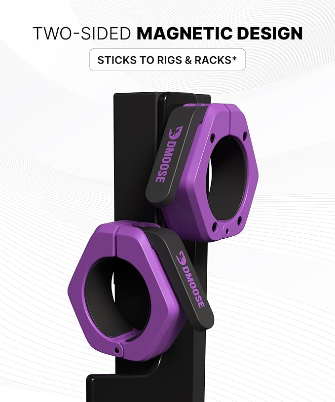 DMoose Fitness Barbell Clips 2 Inch (Pair) - Quick Release Olympic Barbell Clamps & Collars with Anti Slip TPR Grip for Secure Weightlifting and Powerlifting - Weight Clips for Bars at Home or Gym