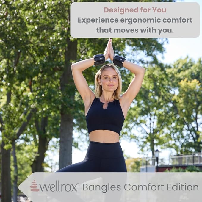 Wellrox Weighted Bangles – Adjustable Ankle and Wrist Weights for Women & Men – Set of Ankle Weights 2 lbs (1 lb Each Wrist Weight) | Weighted Arm Bands for Pilates, Yoga, Running & Walking