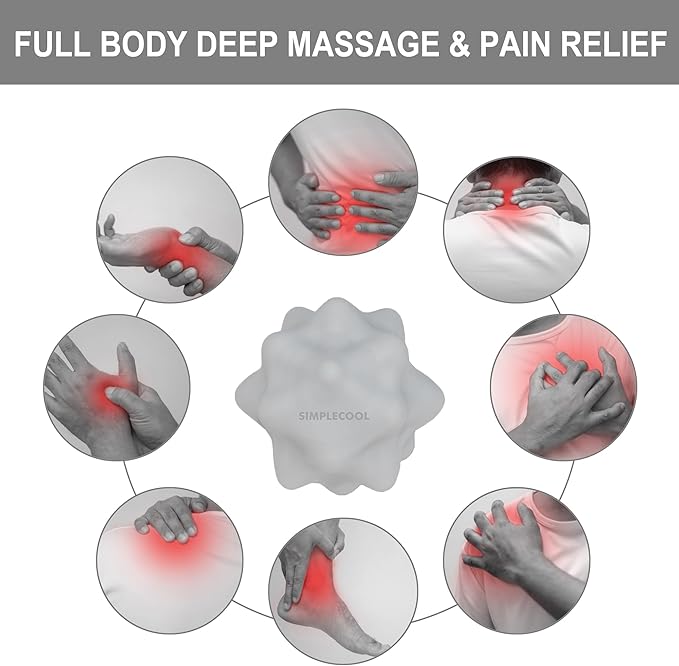 Small Spiky Massage Ball Trigger Point Massage Tool. Solid Bumpy Massager Balls for Deep Tissue Myofascial Release Hand Foot Plantar Fasciitis Pain Relief Knots Acupoint Yoga Fitness 2.2×2.1" (Gray)