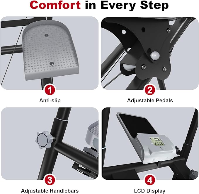 OVER SELF stairmaster Machine for Home - Stair Climber Stepper for Home Gym Exercise, Compact Folding Stair Stepper, Adjustable Handlebar/Pedal, Knee-Friendly Full-Body Workout Equipment