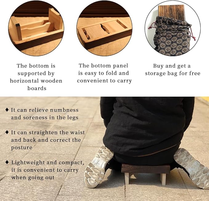 Foldable and Portable Meditation Bench - Seiza Stool, Suitable for Mindfulness Practice, Prayer, Yoga and Travel. Multiple uses: Step Stool, Decorative Shelf, Lightweight, eco-Friendly