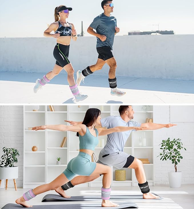 Ankle Weights A Pair of 1/2/3/4/6/8/10/12/20 LBS Wrist Leg Arm Weights for Women Men with Adjustable Straps, Strength weighted for Physical Therapy Running Walking Fitness Gym Workout