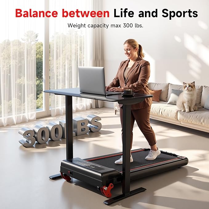 RHYTHM FUN Treadmill with Incline, Walking Pad with Handle Bar,300lbs Walking Pad with APP, Portable Folding Walking Treadmills for Home/Office with Low Noise