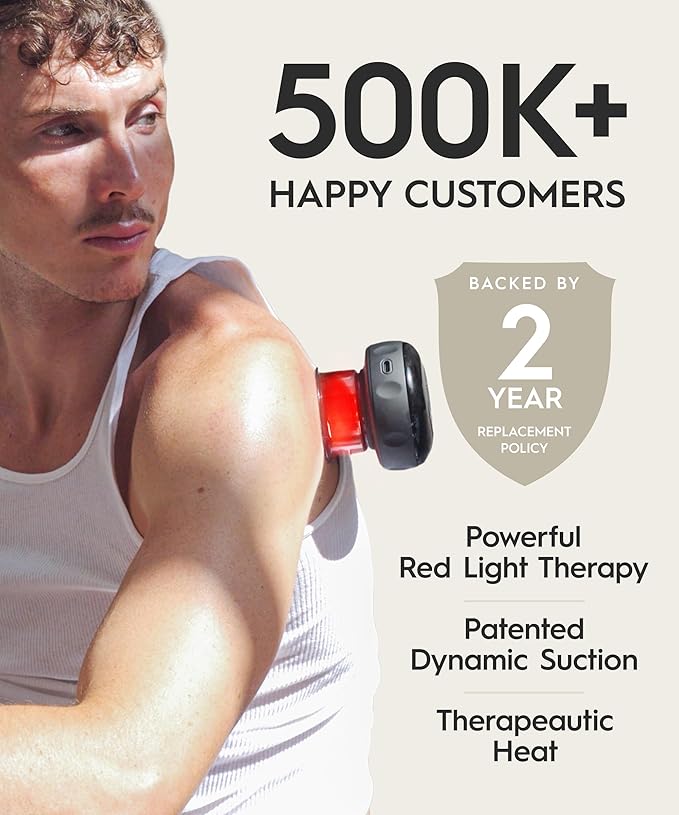 REVO The Original 4-in-1 Smart Cupping Therapy Massager, Red Light Therapy for Targeted Pain Relief, Knots, Aches, Muscle Soreness, Circulation & Tighter Skin, Portable Cupping Kit