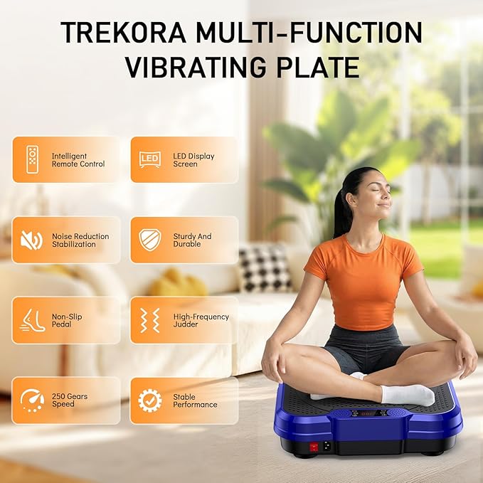 Vibration Plate Exercise Machine, Vibrating Platform for Lymphatic Drainage Weight Loss, 250 Speeds Full Body Workout Vibrated Plates Fitness Platform for Home Women Men