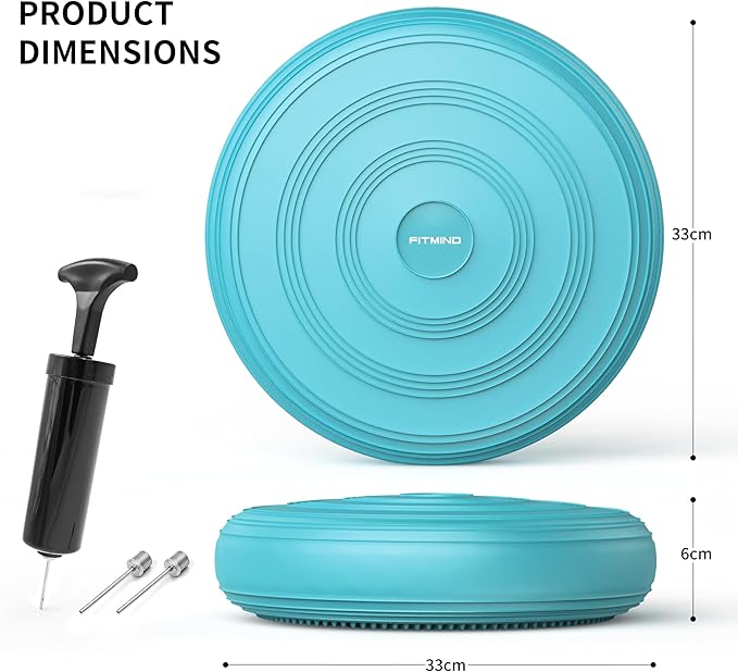 Inflated Wobble Cushion,Circular Non-slip Texture for Comfortable Sitting,Extra Thick Dyna Disc with Pump for Core Strength,Wiggle Seat to Improve Posture,Fitness,660lb Load Capacity