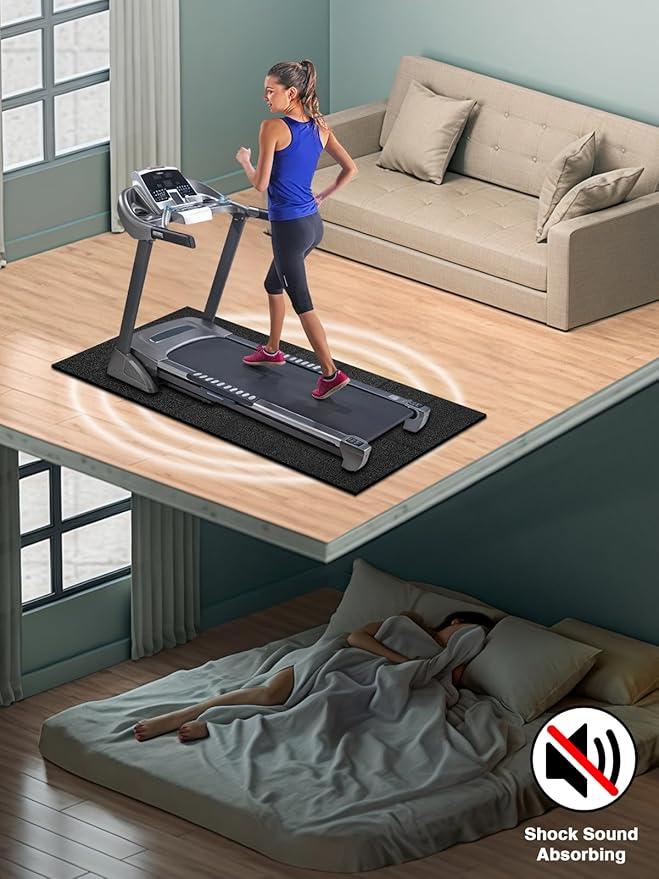 Treadmill Mat 63"x30", WERCHO Foldable Walking Pad Mat for Carpet Hardwood Floors 6mm Heavy-Duty Exercise Equipment Mat for Treadmill,Spin Bike,Elliptical Trainer,Exercise Equipment