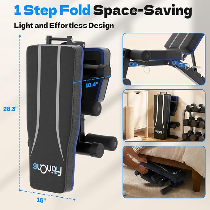 Adjustable Folding Weight Bench for Home Gym, 660 lbs Capacity Multi-Functional Workout Bench Sturdy Durable for Full Body