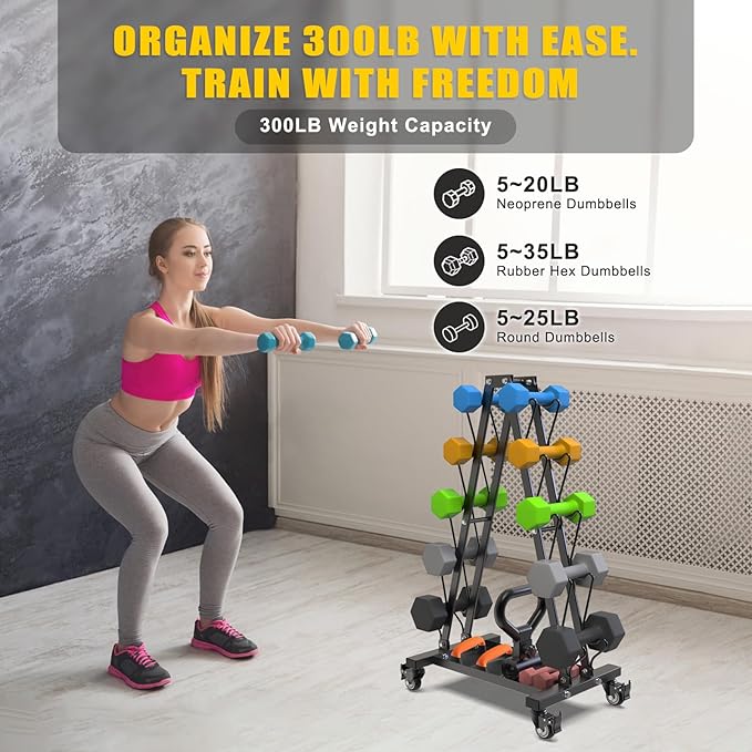 Kipika Heavy Duty 3 Tier Dumbbell Rack Multifunctional, Weight Rack for Dumbbells, Home Gym Equipment, Suitable for Storage of Dumbbell, Kettle Bell, Barbell Plate, Barbell Bar