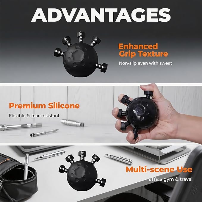 2 Pack Finger Grip Strengthener,Resistance Hand Gripper for Strength Training, Physical Therapy, Forearm Workout & Grip Strength Tester - Black