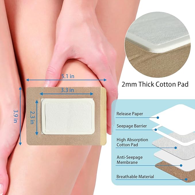 32 Pcs Castor Oil Patches, Disposable Portable Castor Oil Packs with Anti Leakage Cotton for Belly/Feet/Knee (Oils Not Included), 5.1" x 3.9"