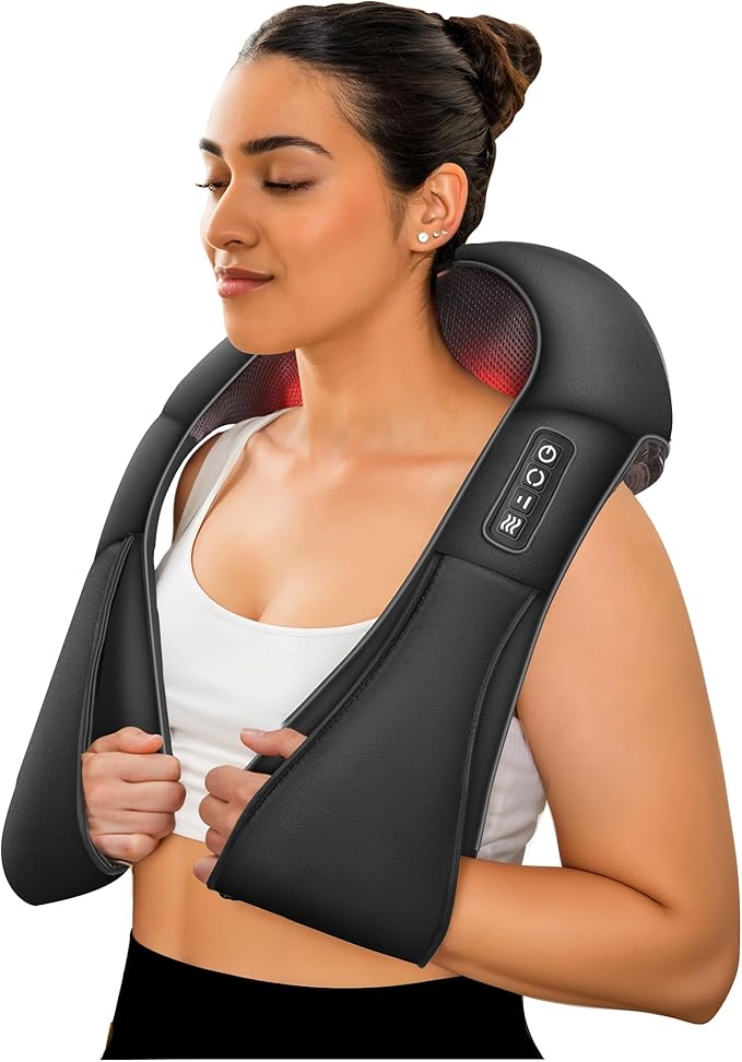 COMFIER Shiatsu Neck and Shoulder Massager,2025 Christmas Gifts for Mom Dad,White Elephant Gifts for Adults,Deep Kneading Massage Pillow with Heat, Back Massager, Pillow Massage, Black
