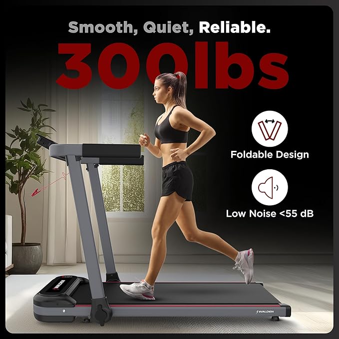 Walden Sports Folding Electric Treadmill with Handle - Portable Running Machine LCD Screen - 6.2mp/h Adjustable Speed