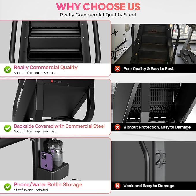 T1 Stair Stepper Machine, 550Lbs Commercial Grade Stair Climber for Home with 15 Resistance Level and LED Screen, Stepmill Exercise Machine for Cardio and Full Body Workouts, 24-164 Steps/Min