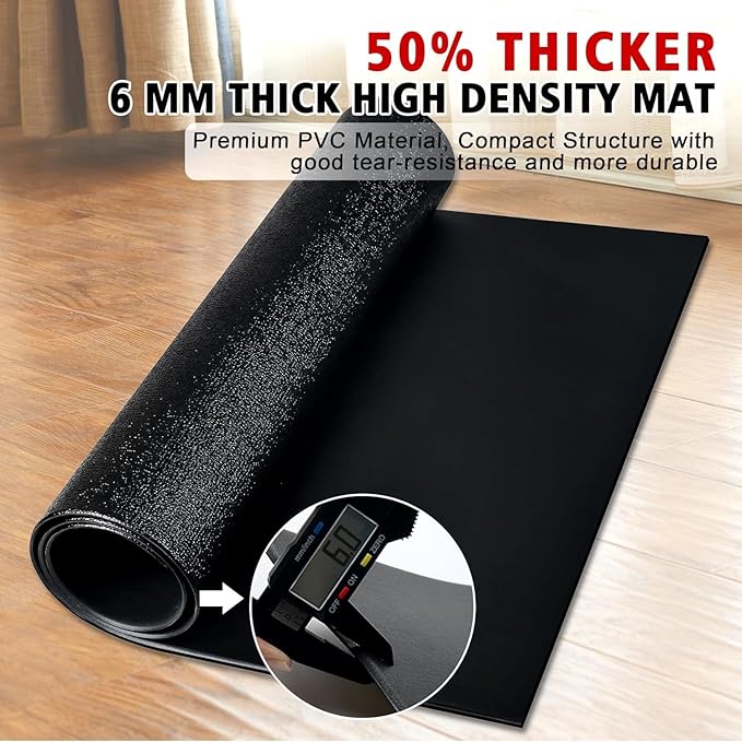 Bike Mat | 6mm Thickness, 30" X 60" Exercise Mats for Treadmill, Rowing Machine, Non-Slip Exercise Equipment Mat for Stationary Spin Bike, Home Gym Workout, Under Mat Protect Hardwood Floor & Carpet