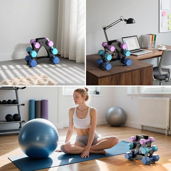 Dumbbell Rack Stand Only - Heavy Duty Weight Rack for Home Gym Organization, Compact Dumbbell Stand for Space Saving, Small Weight Storage for 1-15 LB Dumbbells in Home/Office/Studio