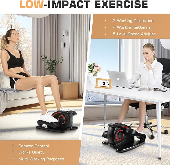 ANCHEER Under Desk Elliptical Machine, Electric Seated Pedal Exerciser, Mini Elliptical Machines, LCD Display Monitor, Portable Quiet Elliptical Machine, Leg Exerciser for Home