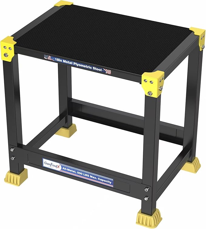 GanFindX Steel Plyo Box 12/18 Inch Surface Metal Plyometric Jumping Box Home Gym Jump Trainer for Fitness Exercise Agility Stamina Conditioning Strength Training
