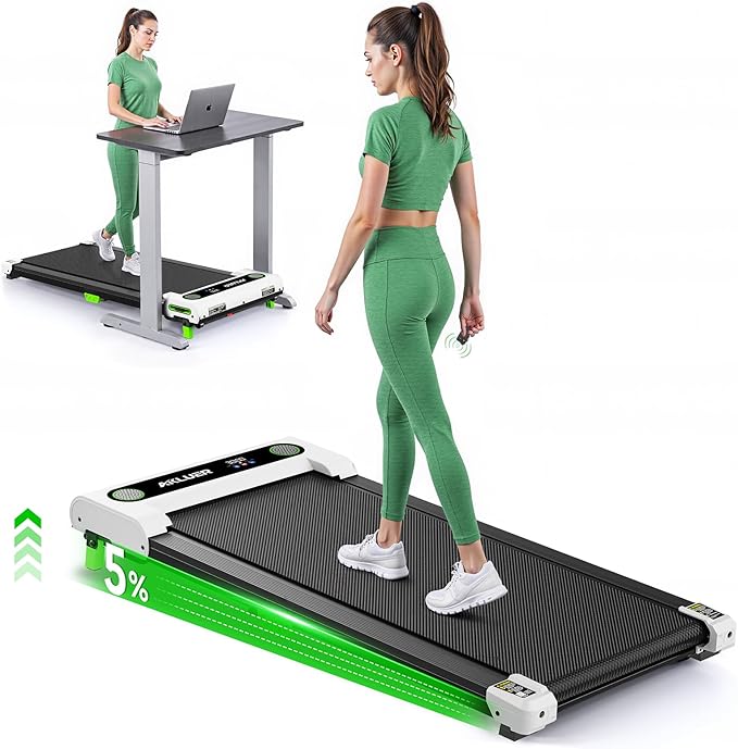 AKLUER Walking Pad with Incline, Under Desk Treadmill for Home, 2.5HP Portable Treadmills with Remote Control, 4 in 1 Incline Treadmill with LED Display