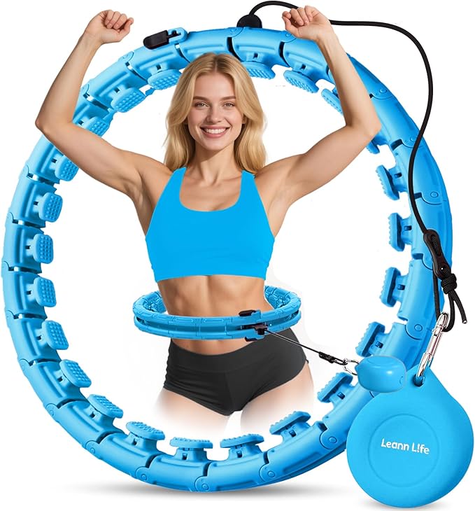U1 Weighted Hula Hoop – 30 Knots 19"–61" Adjustable Waist, Magnetic Lock with Spring Massage Heads, Infinity Hoop Plus Size for Adults & Kids, Ab Workout, Weight Loss, Abdominal Toner