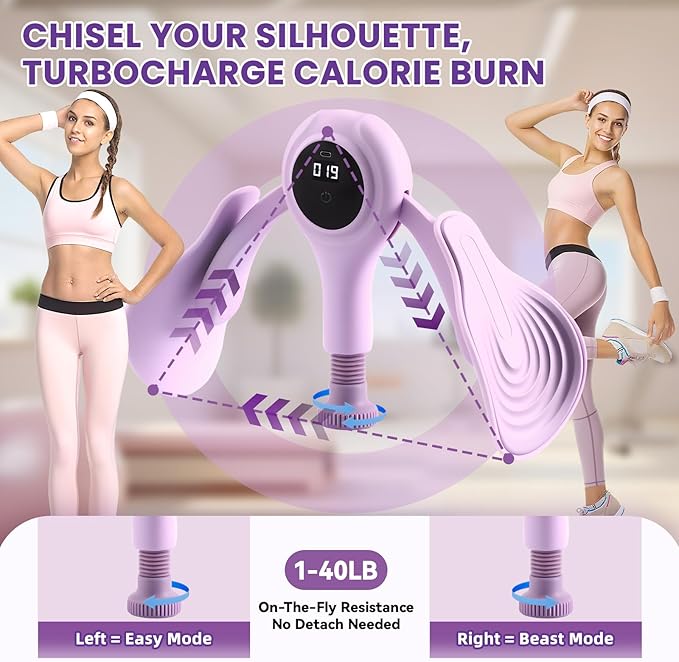 Trainer Kegel Exerciser - Pelvic Floor Exercise Device for Women，Thigh Workout Equipment with Smart Counter, Adjustable Resistance 1-18kg (40lbs)，Adjustable Resistance for Targeted Training