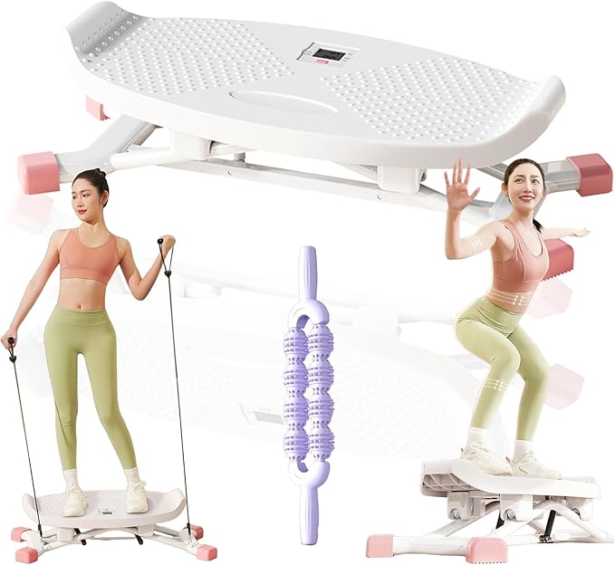Balance Board, All-Motion Trainer, Portable Ski Balancing Machine with LCD Monitor, Balance Board with Resistance Bands, Burn Fat, Sculpt Curves & Feel Stronger