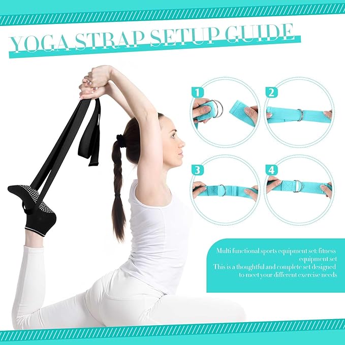 Poen Pilates Equipment Kit for Home Workout Pilates Ring and Ball Set for Women 12'' Circle Yoga Fitness Essentials Kit with Resistance Bands, Yoga Strap, Socks,Bag