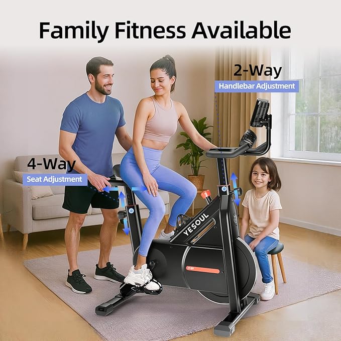 Yesoul Black Exercise Bike for Home,Smart White Cycling Bike Magnetic Stationary Bike, Low Noise Indoor Cycling Bike for Home Gym Electric Stationary Bike with Tablet Mount & Comfortable Seat Cushion for Women Apartment Workout Bike for Fitness