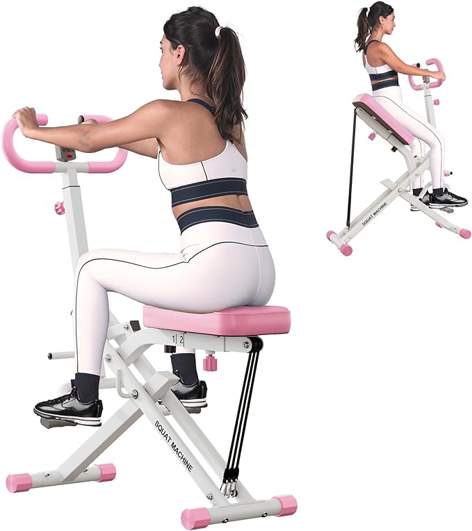 Squat Machine for Home Gym, Squat Rowing Machine with Adjustable Resistance and Optional Full Motion, Squat Assist Trainer for Glutes