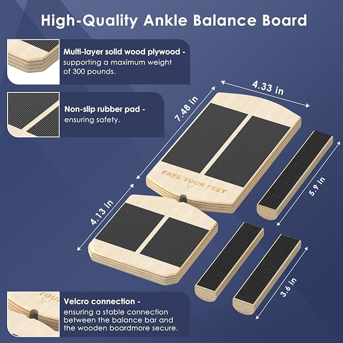 Ankle Balance Board & Ankle Strengthener - Non-Slip Axis Board Wobble Board for Physical Therapy, Fast Injury Recovery & Core Strength, 300lbs Capacity - Ideal Balance Trainer for Athletes, Seniors, Home & Gym Use