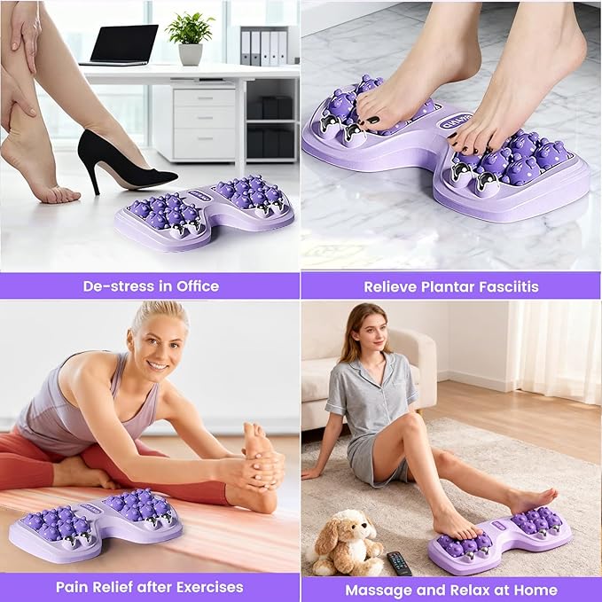 Foot Massager Roller for Plantar Fasciitis Relief, Dual Foot Acupressure Therapy for Pain Relief, Stress Relief and Improved Circulation, Portable Reflexology Tool for Home and Office Use (Orange)