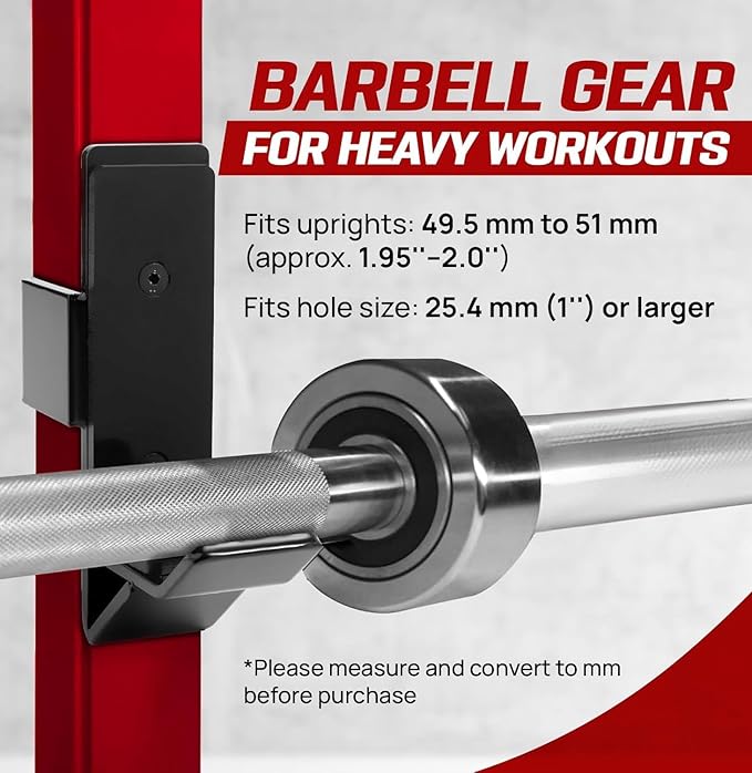 Yes4All Power Rack J-Hooks & Attachments – Heavy Duty Barbell Holders Compatible with 2x2 & 3x3 Power Racks for Home Gym