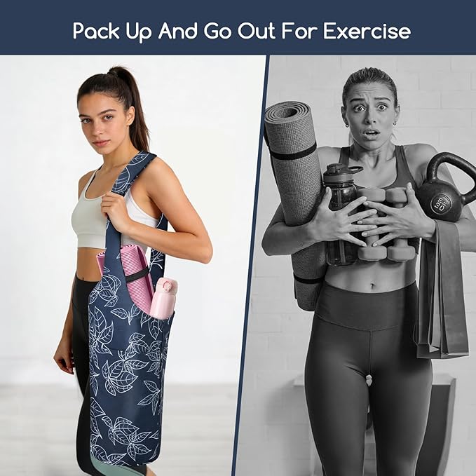 IwIeIaIrI Yoga Mat Bag for Women with Large Size Pocket and Zipper Pocket,Yoga Gifts Accessories with Adjustable Shoulder Strap- Fits Most Workout Stuff
