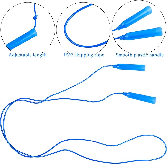 Elcoho 6 Pack Colorful Jump Rope Set Adjustable Plastic Jump Ropes Skipping Rope Outdoor Jumping Ropes Great Party Favor