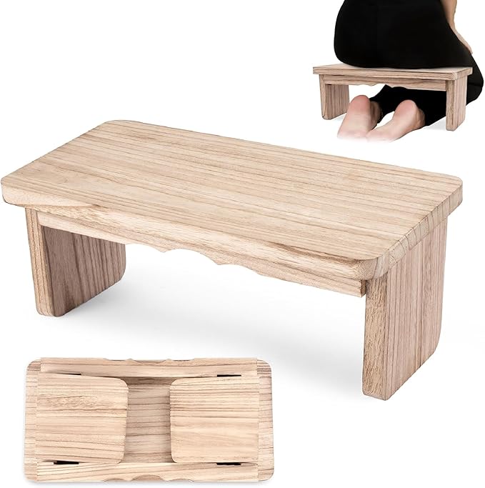 Meditation Bench - Yoga Bench,Wooden Zen Meditation Stool Kneeling Bench for Mindfulness Practice Tea Ceremony and Relaxation Ergonomic Design for Comfort and Support Household (Light Wood)