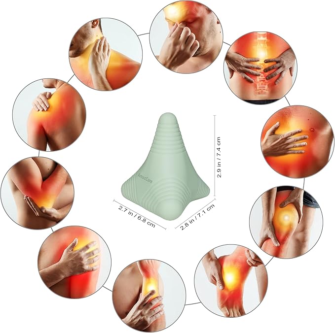 Trigger Point Massage Ball, Manual Massager Tool for Muscle Knot Deep Tissue Relief Myofascial Release Physical Therapy Hip Flexor Iliacus Psoas Hand Foot Back. 2.8×2.9” (Green)