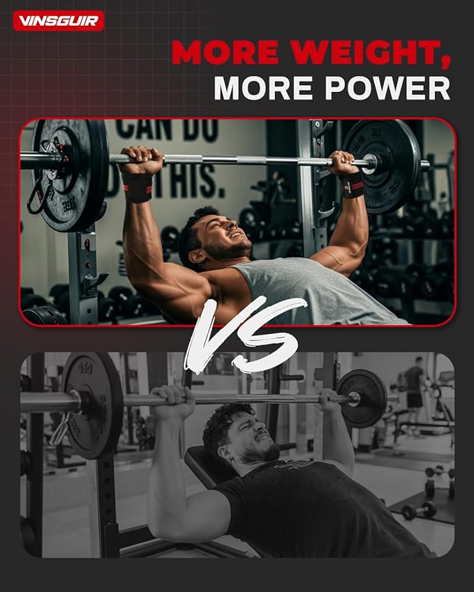 VINSGUIR 21'' Elastic Wrist Wraps for Weightlifting and Working Out(USPA Approved), Breathable Gym Wrist Sraps for Weightlifting with Thumb Loop and Left/Right Tabs, Wrist Brace for Wrist Support and Protection, Men and Women (Pair)