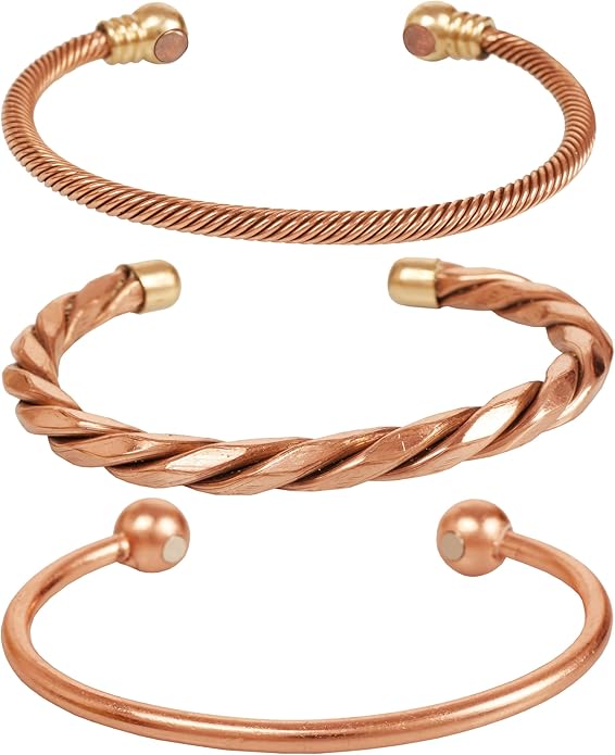 Touchstone copper bracelets | gift for men women |adjustable 100% pure solid real magnetic jewelry | handmade bracelet set combo | rope braided tibetan bangles.