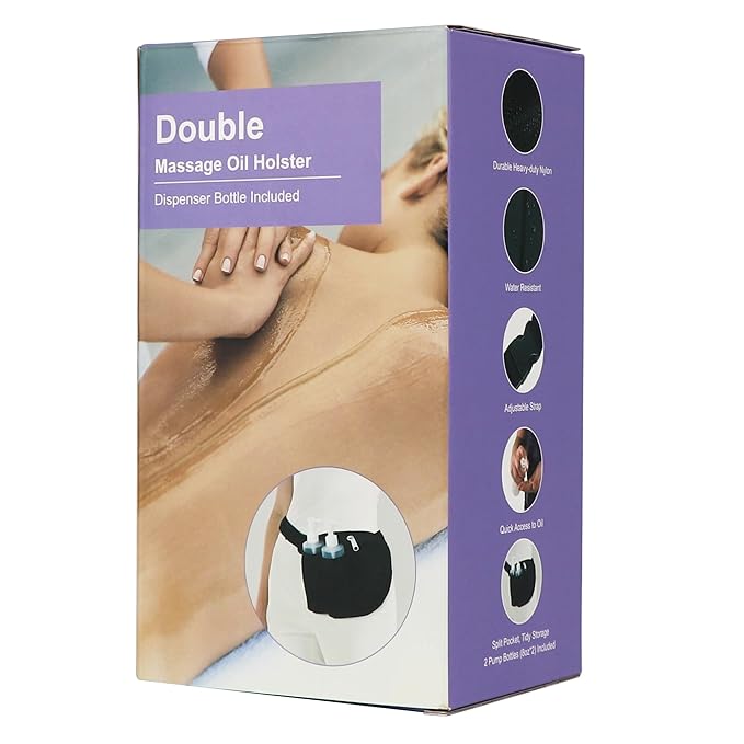 Master Massage Double Bottle Massage Oil Holster Bag- Lotion Bag Dual Kit–Massage Lotion Holster Two 8 Oz Refillable Pump Dispenser