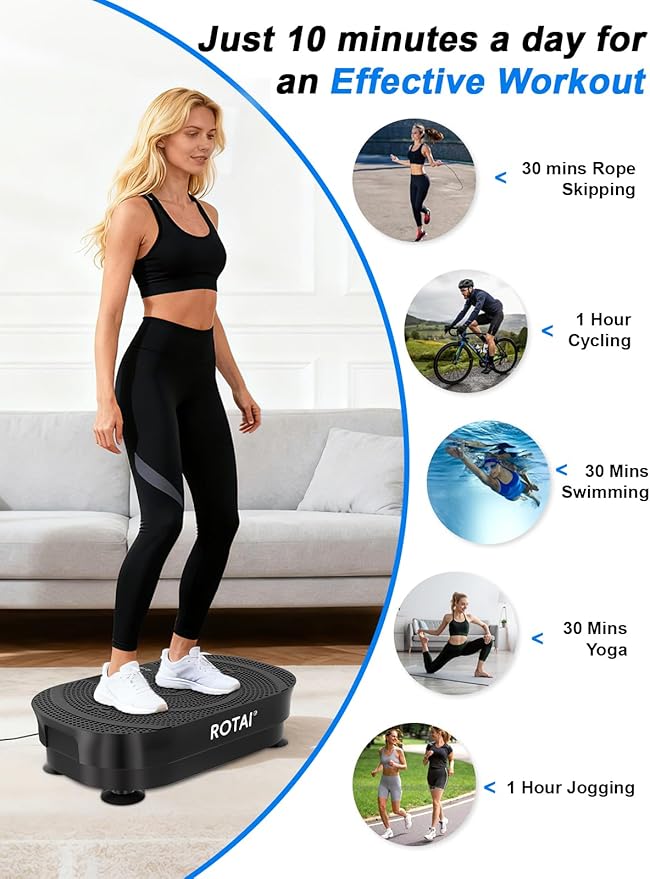 Vibration Plate Exercise Machine for Lymphatic Drainage，400 lbs Capacity Shake Plate Vibration Plate Machine for Weight Loss,Vibrating Plate for Full-Body Workouts for Men and Women(Black)
