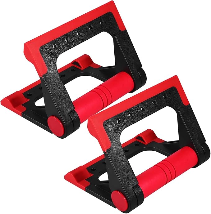 Homoyoyo Push-up Rack Bars for Men and Women, Red Non-slip Push-up Stand Pair, Portable Floor Push-up Bars for Home Fitness Strength Training Equipment