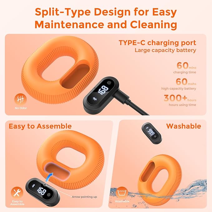 Smart Bluetooth Hand Rehab Exerciser, Silicone Grip Strength Trainer with App Tracking for Injury Recovery, Arthritis Relief, Finger Forearm Muscle Training, Finger Mobility, Carpal Tunnel & Recovery