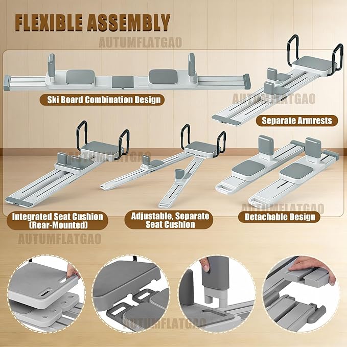 Pilates Board, 3 in 1 Pilates Ski Machine & Plilates Reformer, Multifuncional Portable Pilates Reformers Board for Home Workout, Combination 10+ Exercise Mode