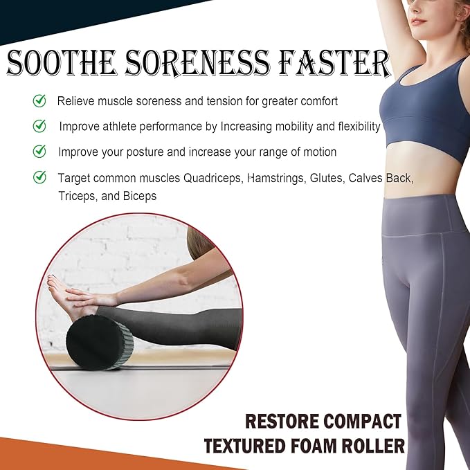 23.6″ Large Foam Roller – Solid High-Density EPP Yoga Column, 5.9″ Diameter for Full-Body Stretch & Myofascial Release, Excercise, Massage and Recovery (Black)